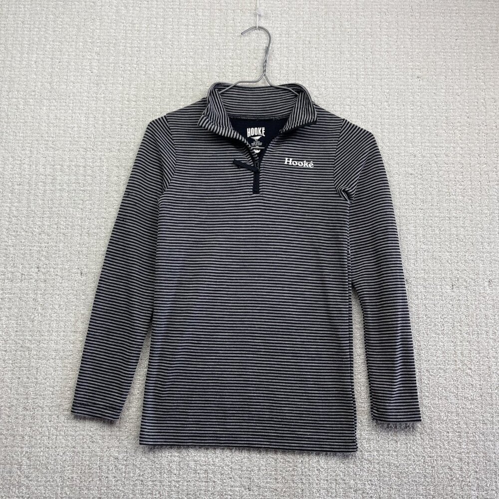 Hooké Pullover Half-Zip Mid Layer Fleece Boys 14 Striped White / Black Fishing